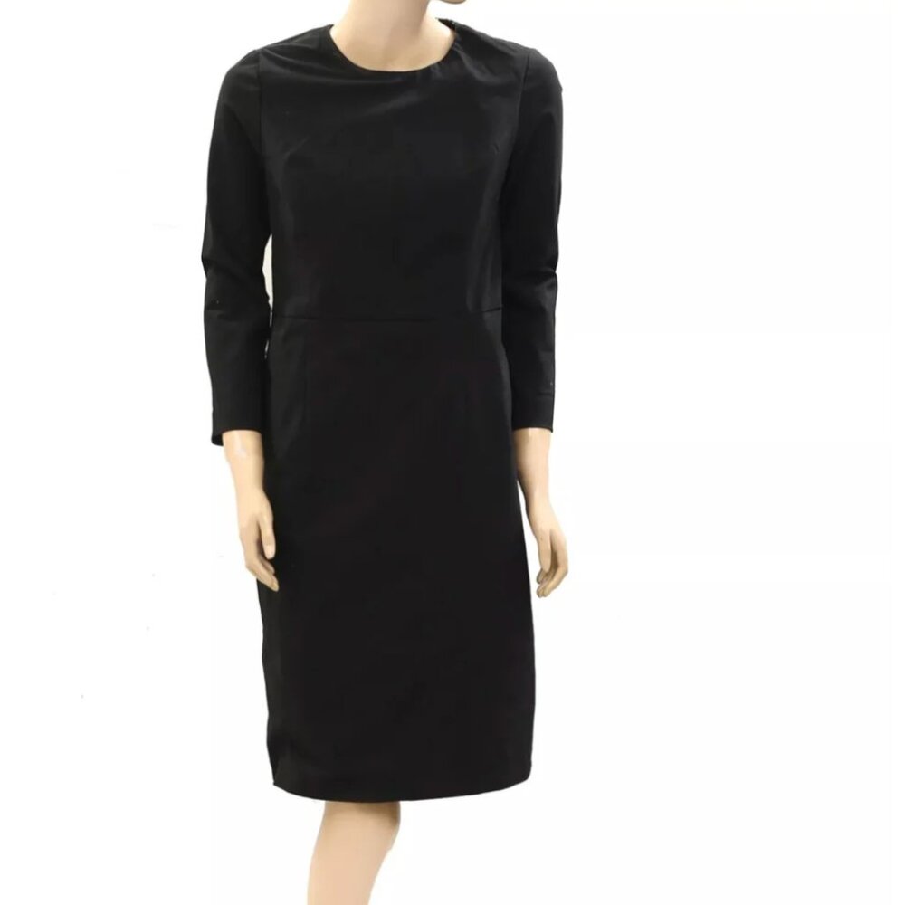 NWT FRANCES VALENTINE Marlo Black Boiled Wool Pockets Shift Mini Dress XS